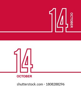14 de octubre. Conjunto de banners de plantillas vectoriales para calendario, fecha de evento.