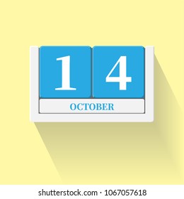October 14. Vector flat daily calendar icon. Date and time, day, month. Holiday. Season.
