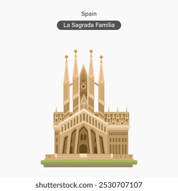 15 DE OUTUBRO DE 2024. ilustração vetorial Landmark La Sagrada Familia, Barcelona City, Espanha edifício mundialmente famoso, Espanha. Vetor feito em 23 de setembro de 2024