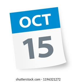 October 15 - Calendar Icon - Vector Illustration