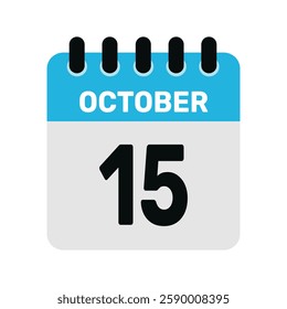 october 15 calendar icon Vector page month design