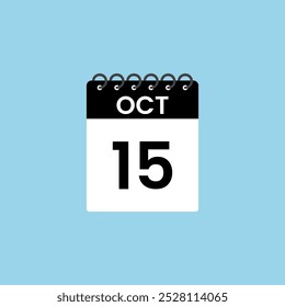 Recordatorio del calendario del 15 de octubre. 15 de octubre Fecha Mes Calendario icono de diseño Plantilla