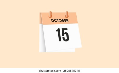 October 15 - calendar and Time planner. Daily Calendar Icon reminder. Vector Illustration.