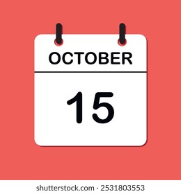 October 15. Daily Calendar icon for design. Simple design for business brochure, flyer, print media, advertisement. Easily editable.