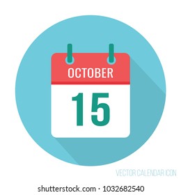 October 15 Icon Calendar Flat