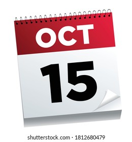 October 15th on a calendar page - illustrated.  