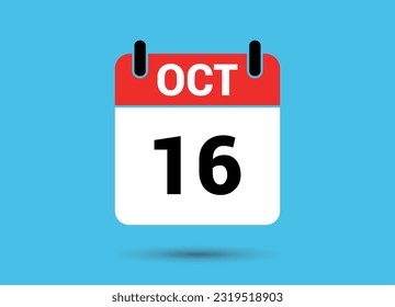 October 16 Calendar Date Flat Icon Day 16 Vector Illustration