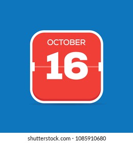 October 16 Calendar Flat Icon