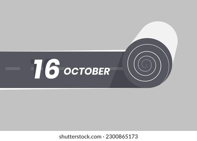 October 16 calendar icon rolling inside the road. 16 October Date Month icon vector illustrator.