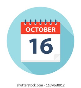 October 16 - Calendar Icon - Vector Illustration