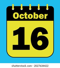October 16 - Calendar Icon - Vector Illustration