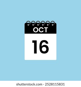 Recordatorio del calendario del 16 de octubre. 16 de octubre Fecha Mes Calendario icono de diseño Plantilla