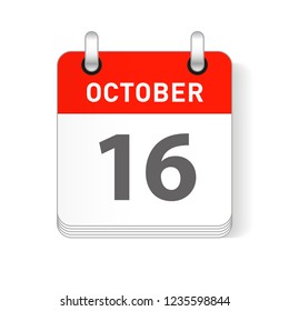 October 16 date visible on a page a day organizer calendar
