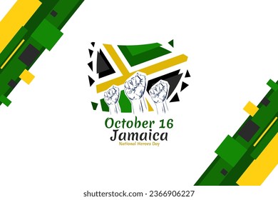 October 16, National heroes day of Jamaica. Public holidays in Jamaica vector illustration.  Suitable for greeting card, poster and banner. 