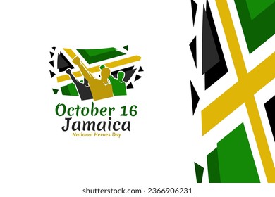 October 16, National heroes day of Jamaica. Public holidays in Jamaica vector illustration.  Suitable for greeting card, poster and banner. 