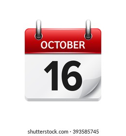October  16. Vector flat daily calendar icon. Date and time, day, month. Holiday.