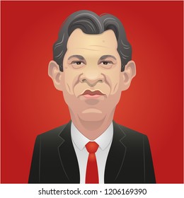 October 17, 2018 - Fernando Haddad Caricature. Centre-left Candidate.