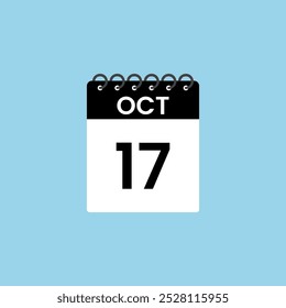 Recordatorio del calendario del 17 de octubre. 17 de octubre Fecha Mes Calendario icono de diseño Plantilla