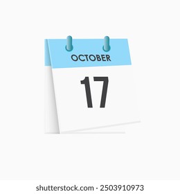 17. Oktober - Kalender und Zeitplaner. Erinnerung an das Symbol des Tageskalenders. Vektorgrafik.