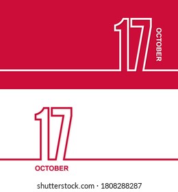 October 17. Set of vector template banners for calendar, event date.