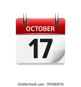 October 17 . Vector flat daily calendar icon. Date and time, day, month. Holiday.