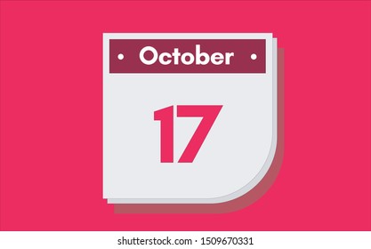 October 17th calendar icon. Day 17 of month. Vector illustration.