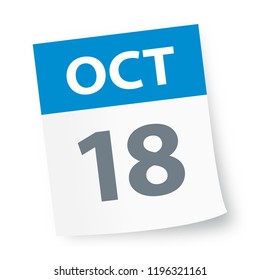 October 18 - Calendar Icon - Vector Illustration