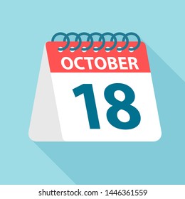 October 18 - Calendar Icon - Vector Illustration