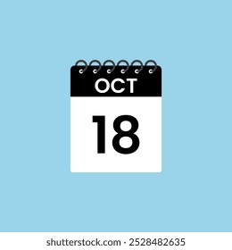 Recordatorio del calendario del 18 de octubre. 18 de octubre Fecha Mes Calendario icono de diseño Plantilla