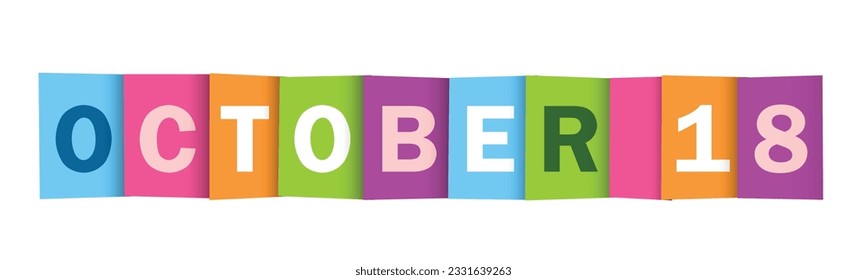 OCTOBER 18 colorful vector typography banner