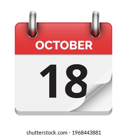 October 18 flat daily realistic calendar icon date vector image