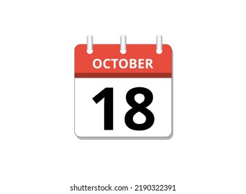 October, 18th calendar icon vector, concept of schedule, business and tasks
