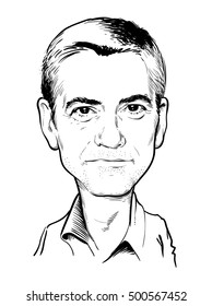 October 19, 2016: Portrait Of George Clooney. Vector Illustration