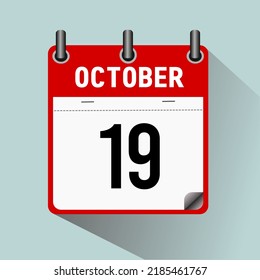 October 19, calendar icon vector illustration, isoleted on light blue background.
