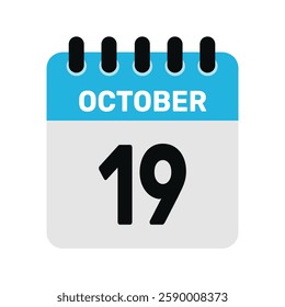 october 19 calendar icon Vector page month design