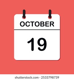 October 19. Daily Calendar icon for design. Simple design for business brochure, flyer, print media, advertisement. Easily editable.