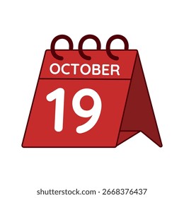 19 de outubro vetor do calendário da mesa no fundo branco
Ícone simples de calendário vermelho vetorial
