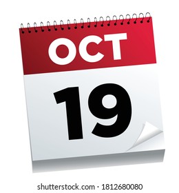October 19th on a calendar page - illustrated.  