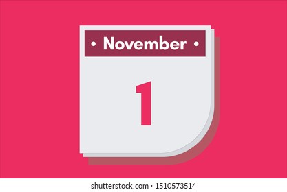 October 1st calendar icon. Day 1 of month. Vector illustration.