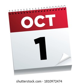 October 1st on a calendar page - illustrated.  