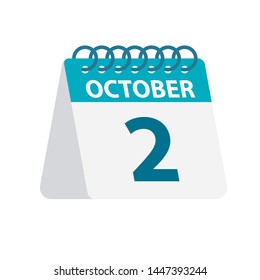 October 2 - Calendar Icon - Vector Illustration