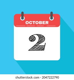 October 2 - Calendar Icon - Vector Illustration
