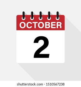 October 2 calendar vector icon
