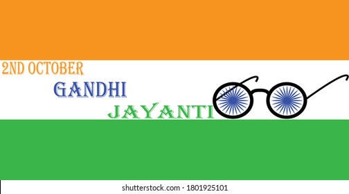 October 2 Gandhi Jayanti with Ashoka Chakra and indian flag in background vector illustration 