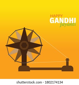 October 2 Gandhi Jayanti with charkha in background vector illustration .