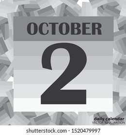 October 2 icon. For planning important day. Banner for holidays and special days. Vector illustration in black and white colors.