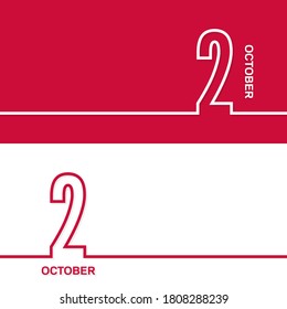 October 2. Set of vector template banners for calendar, event date.