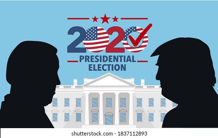 October 20, 2020 - Character Illustration of Joe Biden facing Donald Trump. Illustrating the 2020 US presidential election