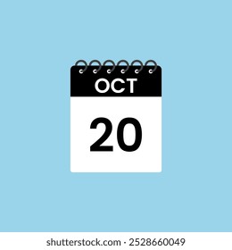 Recordatorio del calendario del 20 de octubre. 20 de octubre Fecha Mes Calendario icono de diseño Plantilla