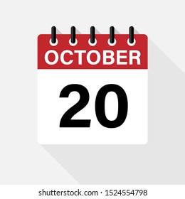 October 20 calendar vector icon